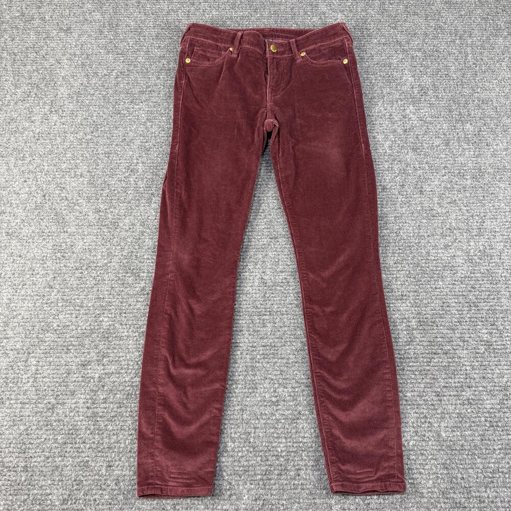 True Religion Pants Womens 27 Red Corduroy Straight Leg Cotton Spandex Pocket
